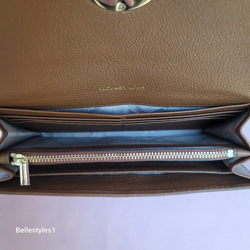 MICHAEL KORS Pebbled Leather Flap Large Wallet-Luggage color. PRE-OWNED/USED.⭐ - Picture 13 of 16
